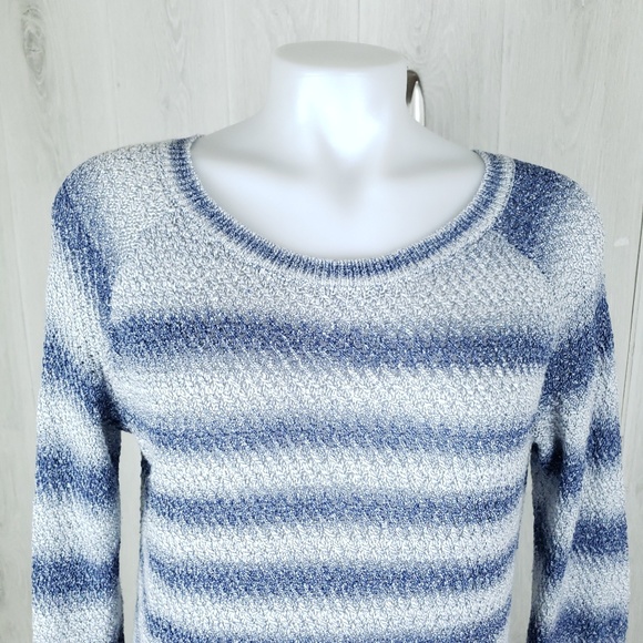 Lou & Grey Striped Sweater Size L Open Knit - Picture 2 of 8